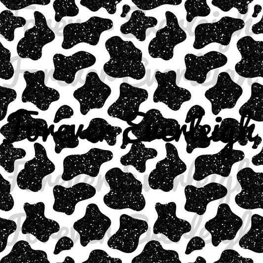 Black glitter cow print