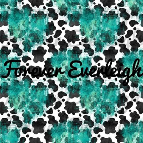 Turquoise cow print