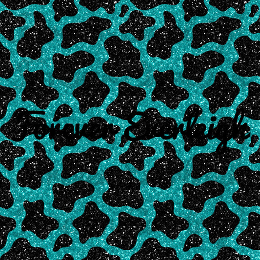 Black and turquoise cow print