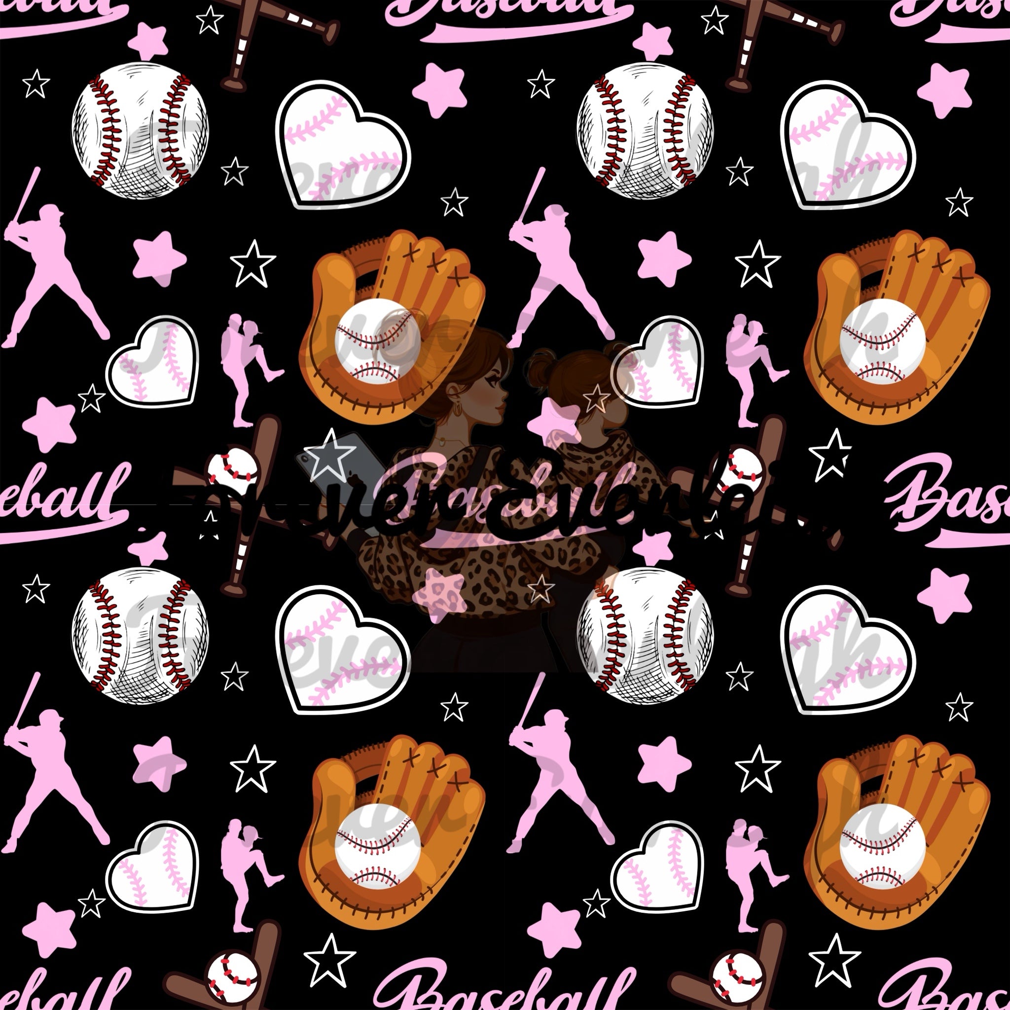 Pink Baseball Pattern Baseball black & pink – Forever Everleigh Seamless Files